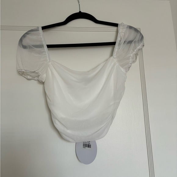 Princess Polly City Lights white mesh crop top - Picture 4 of 4